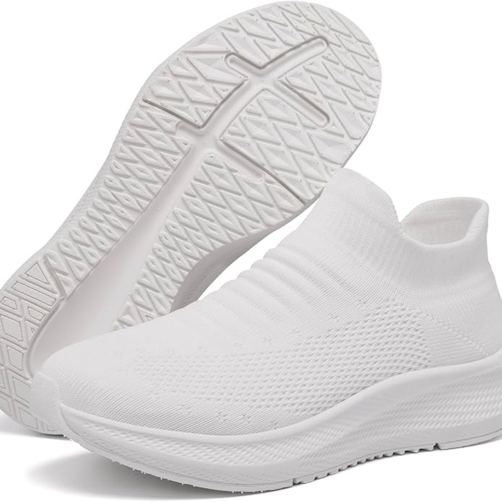 Womens Slip on Walking Shoes Comfort Lightweight Breathable Sock Shoe Non-Slip